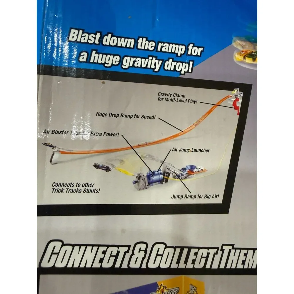 Hot Wheels Trick Tracks Airshot Super Drop Track Set w Box Untested No Car As Is